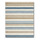 Navy and Beige Striped Woven Area Rug