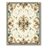 ODIKA Washable Traditional Floral Medallion Area Rug, Low Pile Non-Slip Vintage Carpet for Living Room