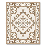 Ornate Cream Gold Floral Border Rug
