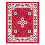 Ornate Red Persian Floral Area Rug with Cream Border
