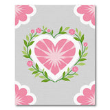 Pink Floral Heart Area Rug