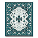 Traditional Persian Floral Teal Persian Floral Medallion Area Rug
