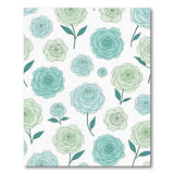 Teal Roses Floral Pattern Area Rug