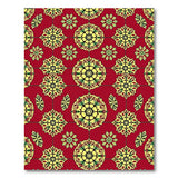 Vibrant Red Gold Floral Geometric Area Rug