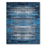 Blue and Teal Blue Teal Geometric Striped Area Rug