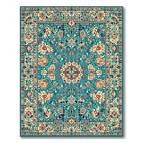 Teal Traditional Persian Area Rug with Floral Medallion