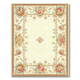 Elegant Ivory Peony Border Area Rug