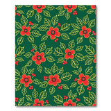 Festive Green Holly Berry Floral Area Rug