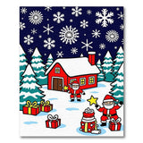 Festive Santa Gifts Snowy Cabin Kids Cartoon Rug