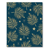 Gold Fern Leaves Stars Navy Pattern Area Rug