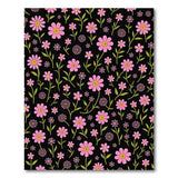 Pink Daisy Floral Area Rug on Black
