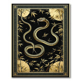 Golden Serpent Coiled in Bamboo Area Rug