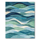 ODIKA Modern Abstract Ocean Wave Blue Green Washable Low Pile Area Rug