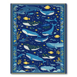 Whimsical Whale Ocean Pixel Art Rug