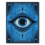 Mystical All-Seeing Eye Blue Geometric Area Rug