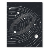 Cosmic Orbit Swirls Black White Area Rug