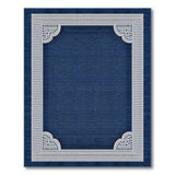 Navy Blue Area Rug with Ornate White Lace Border