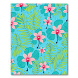 Pink Orchid Palm Leaf Teal Blue Area Rug