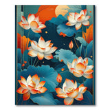 ODIKA Washable Lotus Floral Area Rug - Low Pile Non-Slip Decorative Rug for Living Room & Bedroom