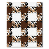 Brown Tan Abstract Leaf Patchwork Area Rug