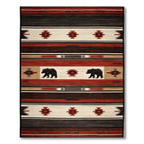 Southwestern Black Bear Red Stripe Area Rug