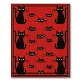 Black Cats Red Area Rug