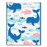 Playful Whale and Fish Ocean Kids Rug