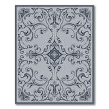 Ornate Grey Floral Damask Area Rug