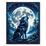 Howling Wolf at Full Moon Night Sky Area Rug