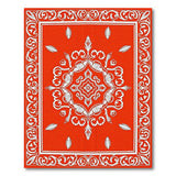 Red Vibrant Red Persian Area Rug with Intricate White Motifs