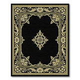 ODIKA Ornate Medallion Gold & Black Washable Area Rug, Low Pile Non-Slip Traditional Rug