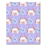 Adorable Purple Kawaii Cats Blue Flowers Area Rug
