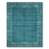 Teal Geometric Border Area Rug