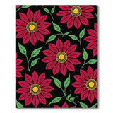 Bold Red Floral Black Area Rug