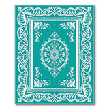 Teal Persian Area Rug with Ornate White Floral Motifs