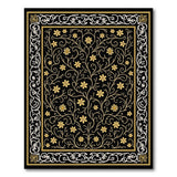 Black and Gold Ornate Floral Vine Area Rug