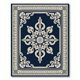 Blue and Teal Ornate Navy Medallion Persian Area Rug
