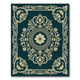 Ornate Teal Gold Floral Medallion Area Rug