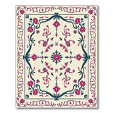 Pink Floral Ornate Border Area Rug