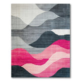 Abstract Grey Pink Wave Mountain Rug