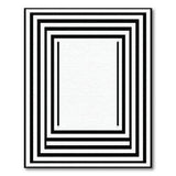 Modern Black & White Geometric Border Washable Area Rug, Low Pile & Non-Slip