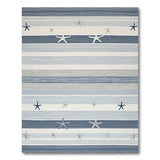 Navy Blue Striped Starfish Coastal Area Rug