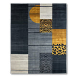 Geometric Modern Leopard Area Rug Black Grey Gold