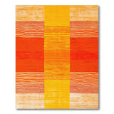 Vibrant Orange-Yellow Striped Geometric Rug