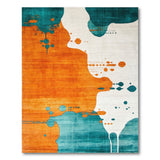 Teal Orange Abstract Area Rug