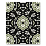 Ornate Sage Green Floral Damask Area Rug