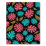 Vibrant Monstera Leaves Area Rug in Teal, Pink Gold