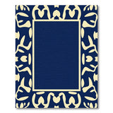 Navy Blue Ivory Floral Border Area Rug