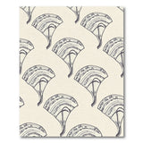 Gray Fan Leaf Beige Area Rug