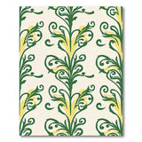 Green Swirling Floral Vintage Area Rug